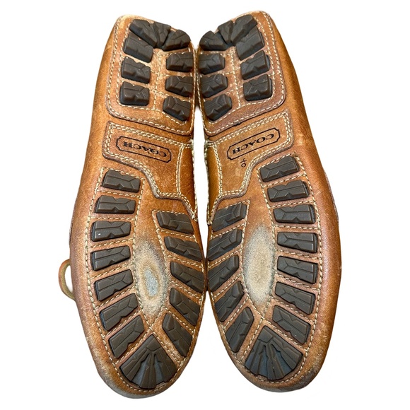 *Vintage* Coach W6 natural leather patina‎ driving moccasins with leather tie - Picture 3 of 8